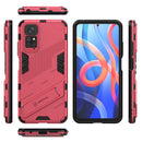 For Xiaomi Redmi Note 11 / Note 11S Global Punk Armor 2 in 1 PC + TPU Shockproof Phone Case with Invisible Holder(Light Red)