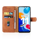 For Xiaomi Redmi Note 11 / Note 11S Global Skin Feel Magnetic Buckle Leather Phone Case(Brown)