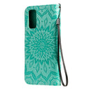 For Galaxy S20 Sun Print Horizontal Flip Protective Case with Holder & Card Slots & Wallet(Green)
