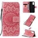 For Galaxy S20 Sun Print Horizontal Flip Protective Case with Holder & Card Slots & Wallet(Pink)