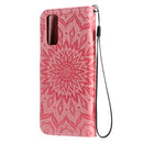 For Galaxy S20 Sun Print Horizontal Flip Protective Case with Holder & Card Slots & Wallet(Pink)