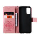 For Galaxy S20 Sun Print Horizontal Flip Protective Case with Holder & Card Slots & Wallet(Pink)