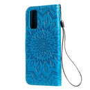 For Galaxy S20 Sun Print Horizontal Flip Protective Case with Holder & Card Slots & Wallet(Blue)