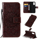 For Galaxy S20 Sun Print Horizontal Flip Protective Case with Holder & Card Slots & Wallet(Brown)