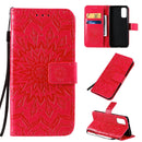 For Galaxy S20 Sun Print Horizontal Flip Protective Case with Holder & Card Slots & Wallet(Red)