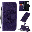 For Galaxy S20 Sun Print Horizontal Flip Protective Case with Holder & Card Slots & Wallet(Purple)