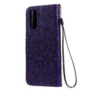 For Galaxy S20 Sun Print Horizontal Flip Protective Case with Holder & Card Slots & Wallet(Purple)