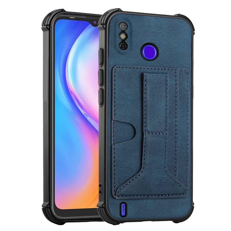 For Tecno Spark Go 2020 / Spark 6 Go Dream Holder Card Bag Shockproof Phone Case(Blue)