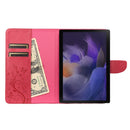 For Samsung Galaxy Tab A8 10.5 2021 X200 / X205 Butterfly Flower Embossing Pattern Leather Tablet Case(Magenta)
