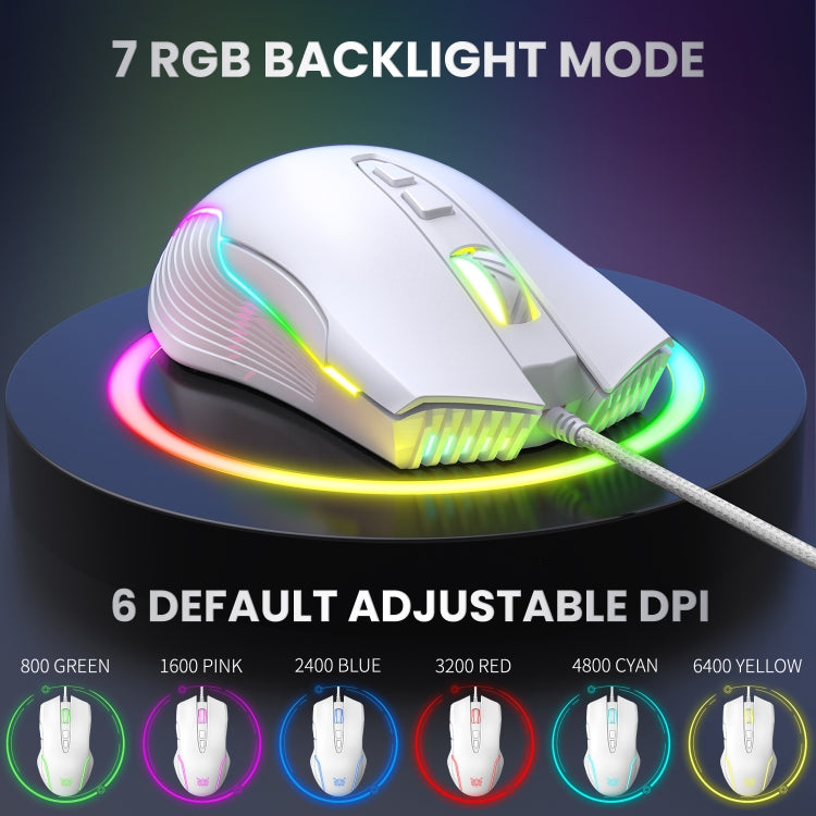 ONIKUMA CW905 RGB Lighting Wired Mouse(White)