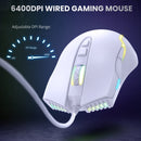 ONIKUMA CW905 RGB Lighting Wired Mouse(White)