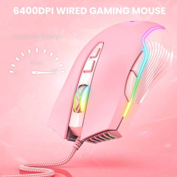 ONIKUMA CW905 RGB Lighting Wired Mouse(Pink)