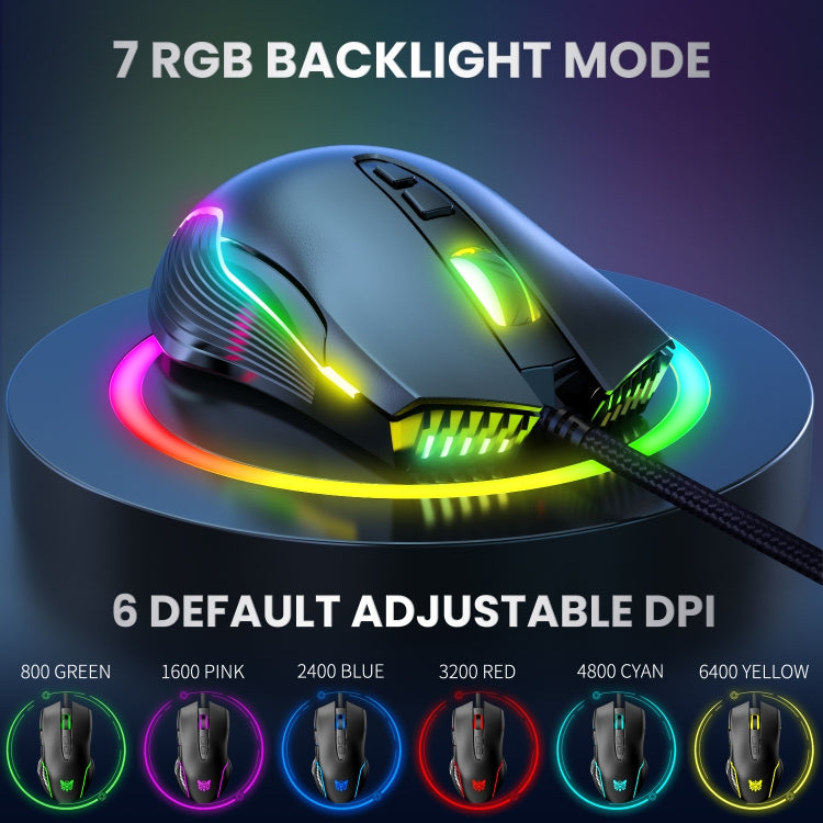 ONIKUMA CW905 RGB Lighting Wired Mouse(Black)
