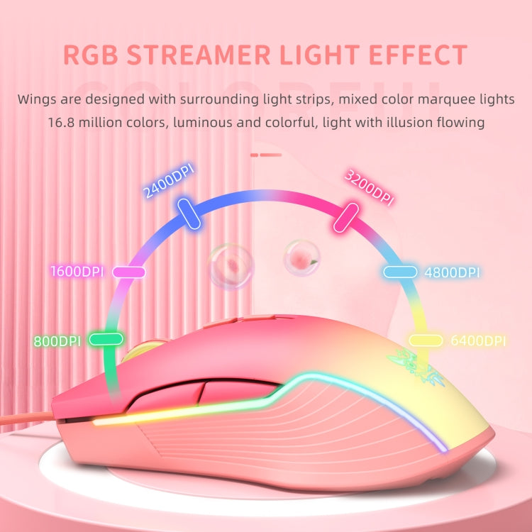ONIKUMA CW905 RGB Lighting Wired Mouse(Peach)