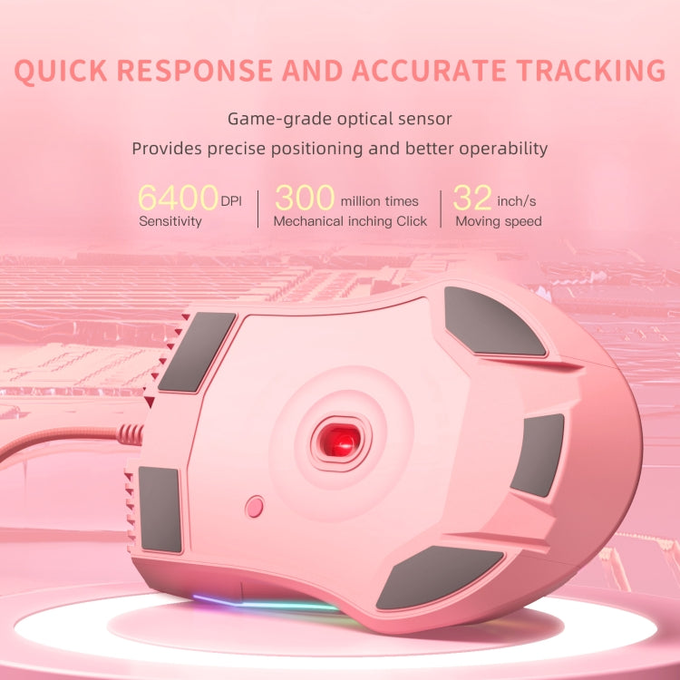ONIKUMA CW905 RGB Lighting Wired Mouse(Peach)