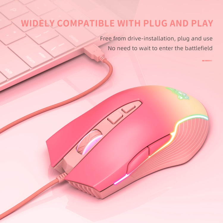 ONIKUMA CW905 RGB Lighting Wired Mouse(Peach)