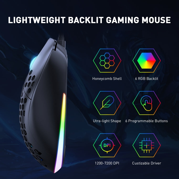 ONIKUMA CW906 RGB Lighting Wired Mouse(Black)