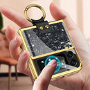 For Samsung Galaxy Z Flip3 5G GKK Integrated Plating Nacre Phone Case with Ring(Purple)
