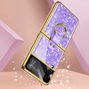 For Samsung Galaxy Z Flip3 5G GKK Integrated Plating Nacre Phone Case with Ring(Purple)