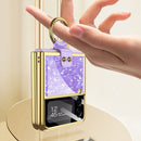 For Samsung Galaxy Z Flip3 5G GKK Integrated Plating Nacre Phone Case with Ring(Purple)