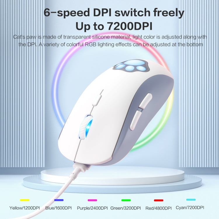 ONIKUMA CW918 RGB Lighting Wired Mouse(White)