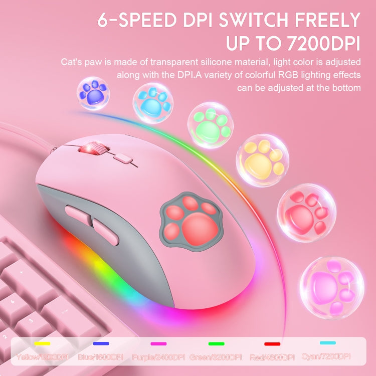 ONIKUMA CW918 RGB Lighting Wired Mouse(Pink)