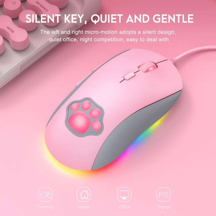 ONIKUMA CW918 RGB Lighting Wired Mouse(Pink)
