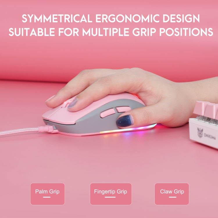ONIKUMA CW918 RGB Lighting Wired Mouse(Pink)
