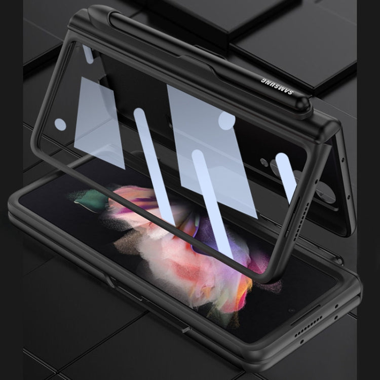 For Samsung Galaxy Z Fold3 5G GKK Integrated Magnetic Full Coverage Phone Flip Case with Pen Slot(Grey)