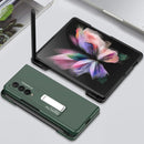 For Samsung Galaxy Z Fold3 5G GKK Ultra-thin PC Phone Flip Case with Holder & Side Pen Slot(Mist Gold)
