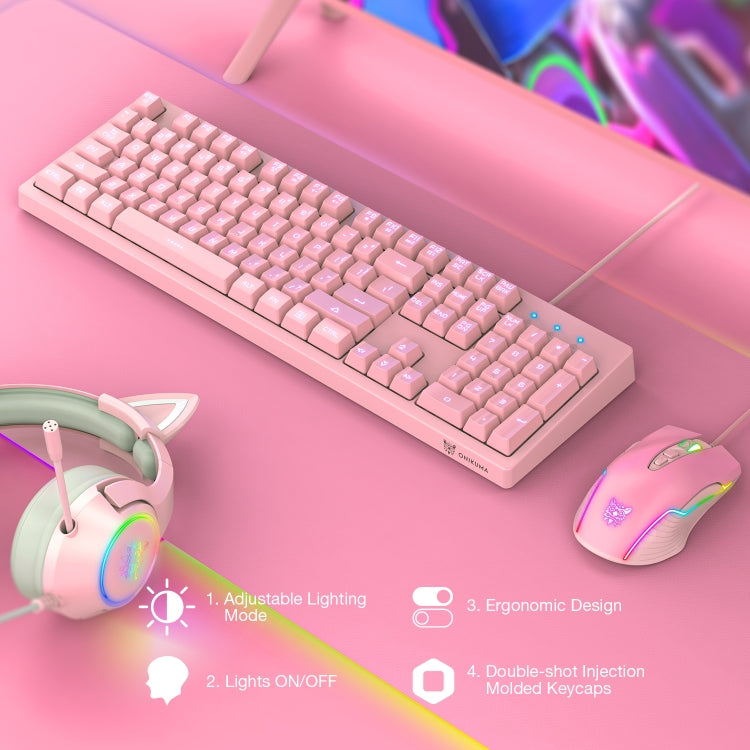 ONIKUMA G25+CW905 Wired Keyboard Mouse Set(Pink)