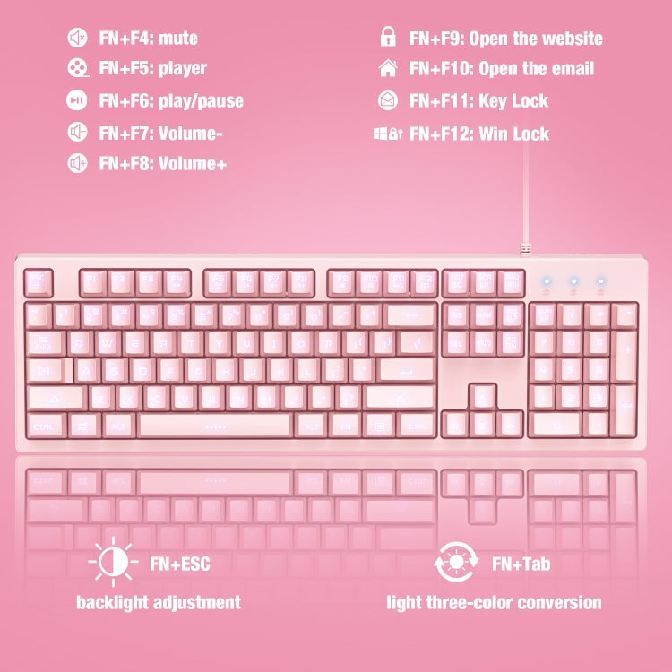 ONIKUMA G25+CW905 Wired Keyboard Mouse Set(Pink)