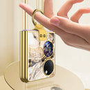 For Huawei P50 Pocket GKK Marble Pattern Electroplating Glass Phone Case with Ring(Marble 11)