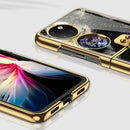 For Huawei P50 Pocket GKK Marble Pattern Electroplating Glass Phone Case with Ring(Marble 11)
