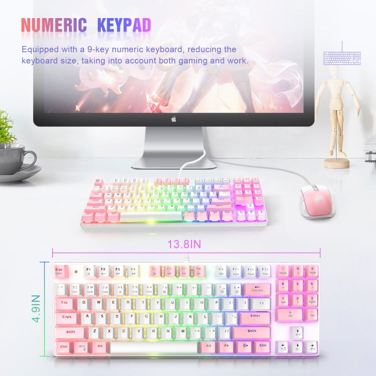 ONIKUMA G26+CW916 RGB Lighting Wired Keyboard Mouse Set(White Pink)