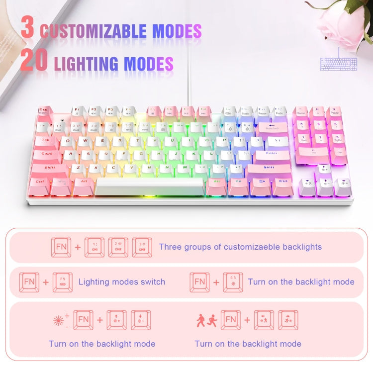ONIKUMA G26+CW916 RGB Lighting Wired Keyboard Mouse Set(White Pink)