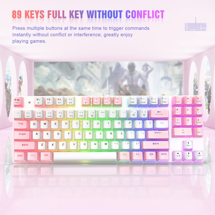 ONIKUMA G26+CW916 RGB Lighting Wired Keyboard Mouse Set(White Pink)