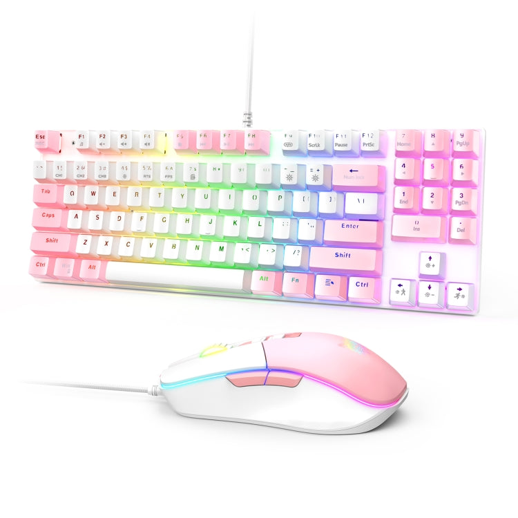ONIKUMA G26+CW916 RGB Lighting Wired Keyboard Mouse Set(White Pink)