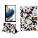 For Samsung Galaxy Tab A8 10.5 2021 X200 / X205 Flower Cloth Leather Smart Tablet Case(Black)