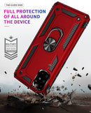 For Galaxy A51 Shockproof TPU + PC Protective Case with 360 Degree Rotating Holder(Red)