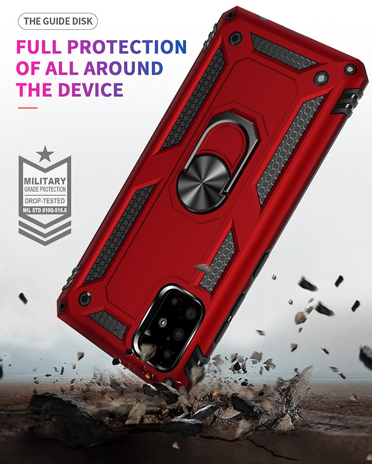 For Galaxy A51 Shockproof TPU + PC Protective Case with 360 Degree Rotating Holder(Red)