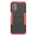 For Motorola Moto G31 / G41 Tire Texture TPU + PC Phone Case with Holder(Red)