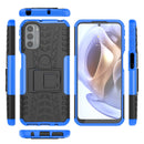 For Motorola Moto G31 / G41 Tire Texture TPU + PC Phone Case with Holder(Blue)