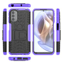 For Motorola Moto G31 / G41 Tire Texture TPU + PC Phone Case with Holder(Purple)