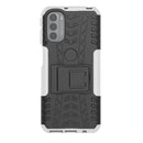 For Motorola Moto G31 / G41 Tire Texture TPU + PC Phone Case with Holder(White)