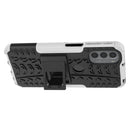 For Motorola Moto G31 / G41 Tire Texture TPU + PC Phone Case with Holder(White)