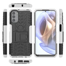 For Motorola Moto G31 / G41 Tire Texture TPU + PC Phone Case with Holder(White)