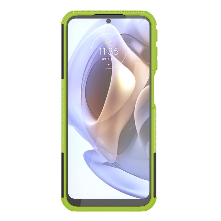 For Motorola Moto G31 / G41 Tire Texture TPU + PC Phone Case with Holder(Green)