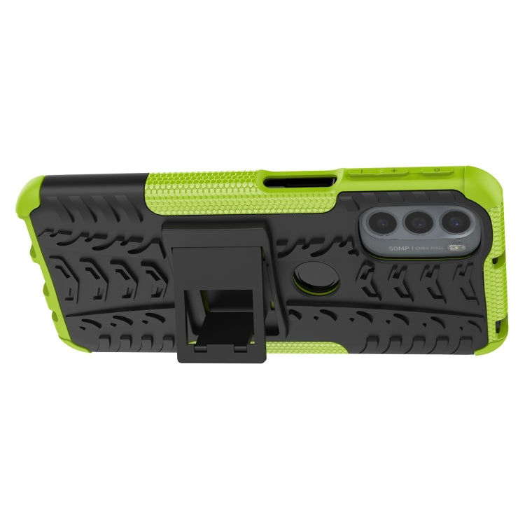 For Motorola Moto G31 / G41 Tire Texture TPU + PC Phone Case with Holder(Green)