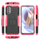 For Motorola Moto G31 / G41 Tire Texture TPU + PC Phone Case with Holder(Pink)